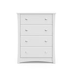 Front view of white 4 drawer chest
