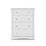 Front view of white 4 drawer chest
