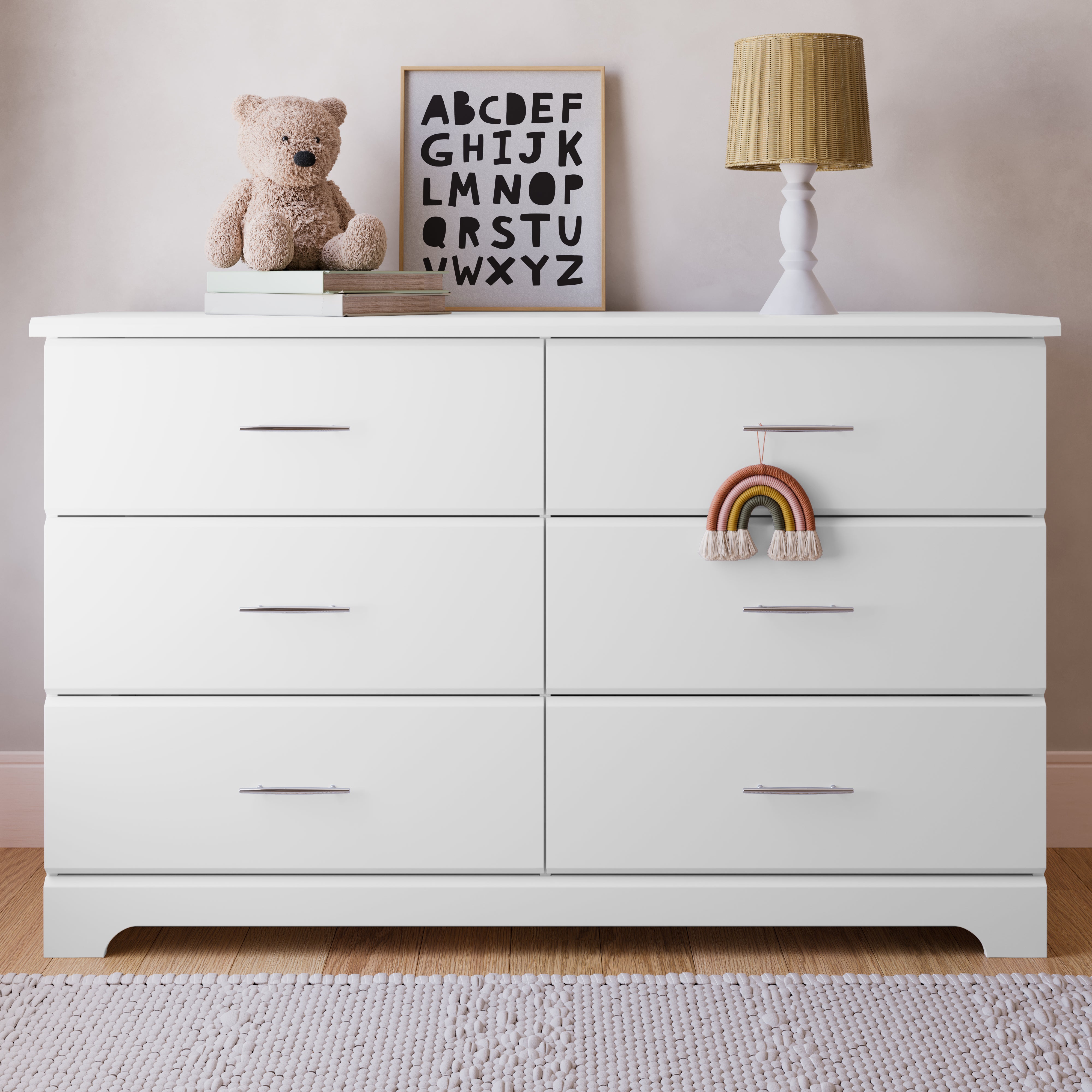 Brookside white 6 drawer dresser in a nursery