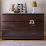 Brookside espresso 6 drawer dresser in a nursery