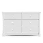 Front view of white 6 drawer dresser
