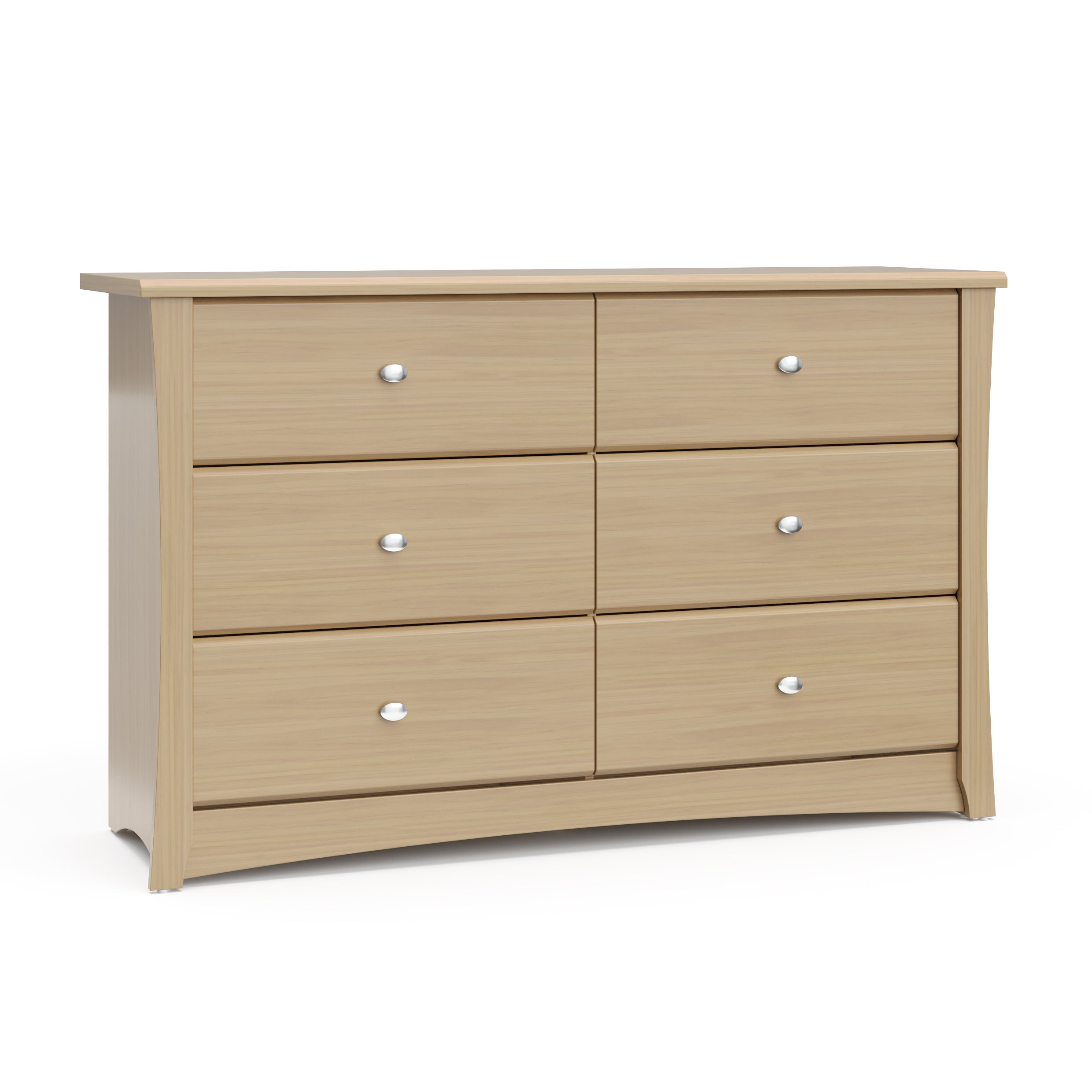 Crescent driftwood 6 drawer dresser angle view