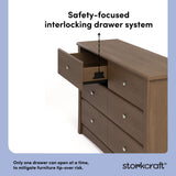 Crescent hazelnut 6 drawer dresser interlocking drawers callout