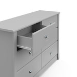 Pebble gray 6 drawer dresser with open drawer