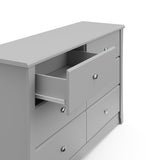 Pebble gray 6 drawer dresser with open drawer