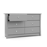 Pebble gray 6 drawer dresser with open drawer
