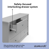 Crescent pebble gray 6 drawer dresser interlocking drawers callout