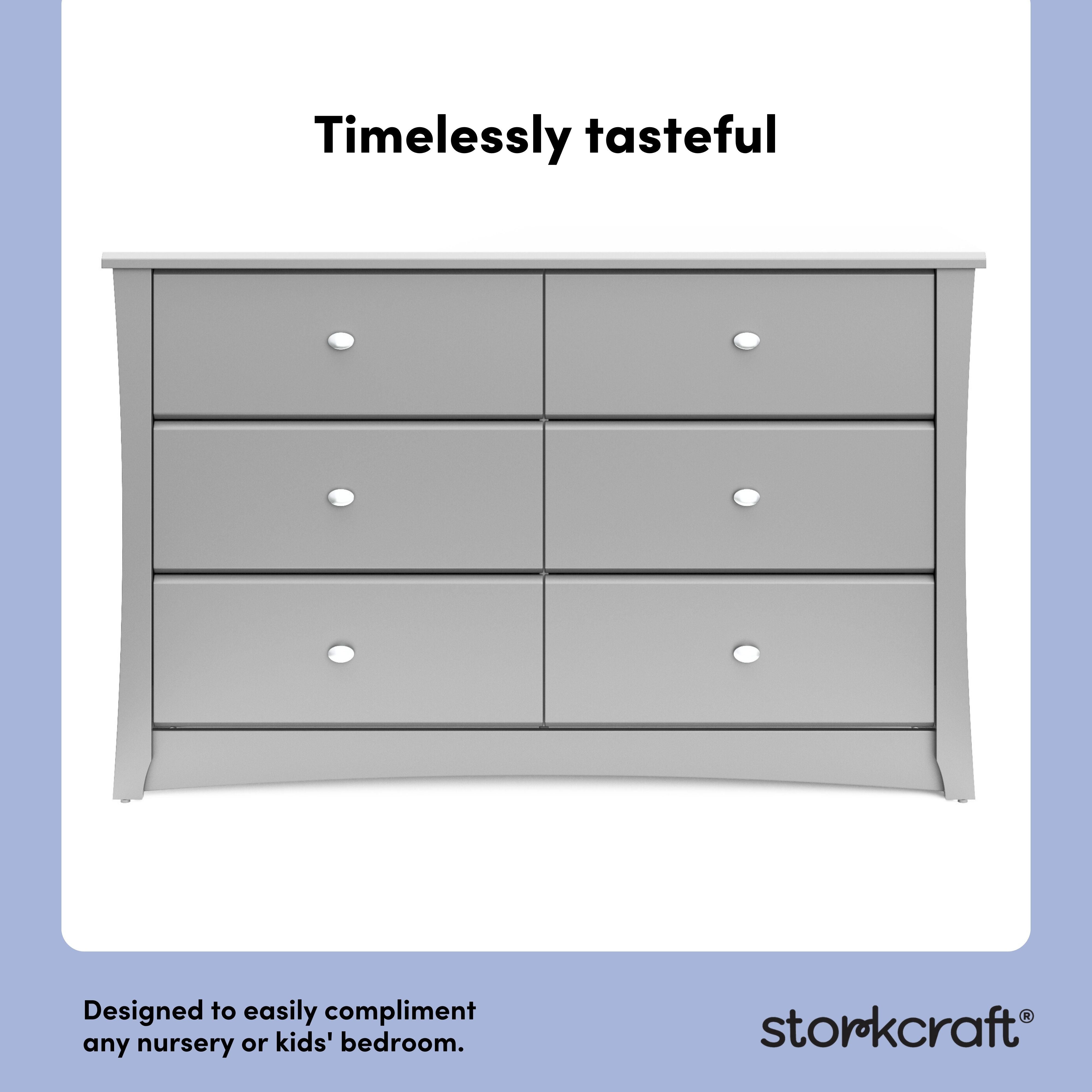 Crescent pebble gray 6 drawer dresser style callout