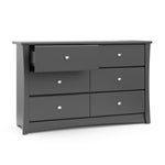 gray 6 drawer dresser with open drawer