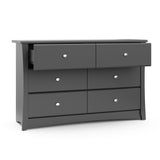 gray 6 drawer dresser with 2 open drawers