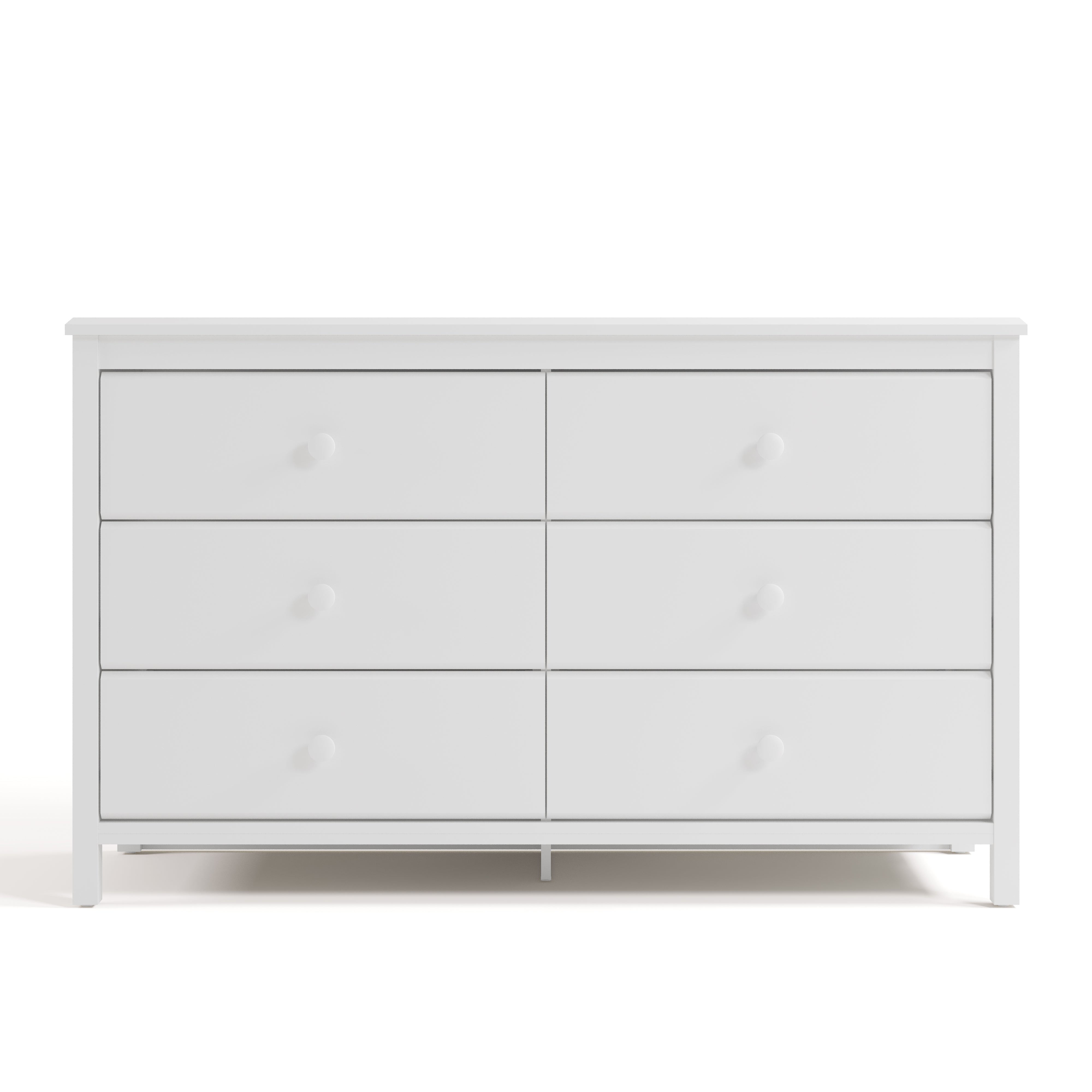 Alpine white 6 drawer dresser front view