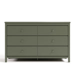 Alpine olive 6 drawer dresser front view