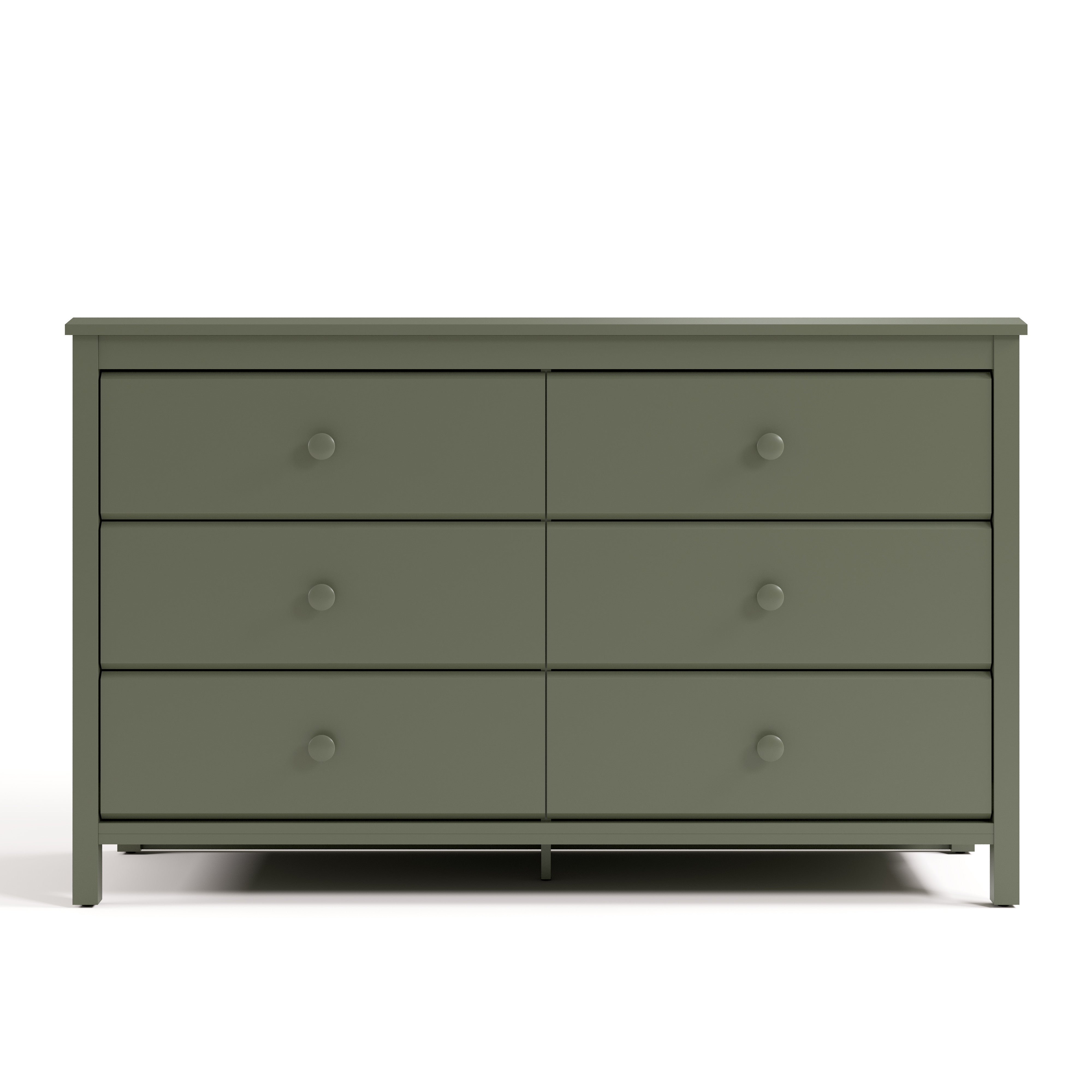 Alpine olive 6 drawer dresser front view