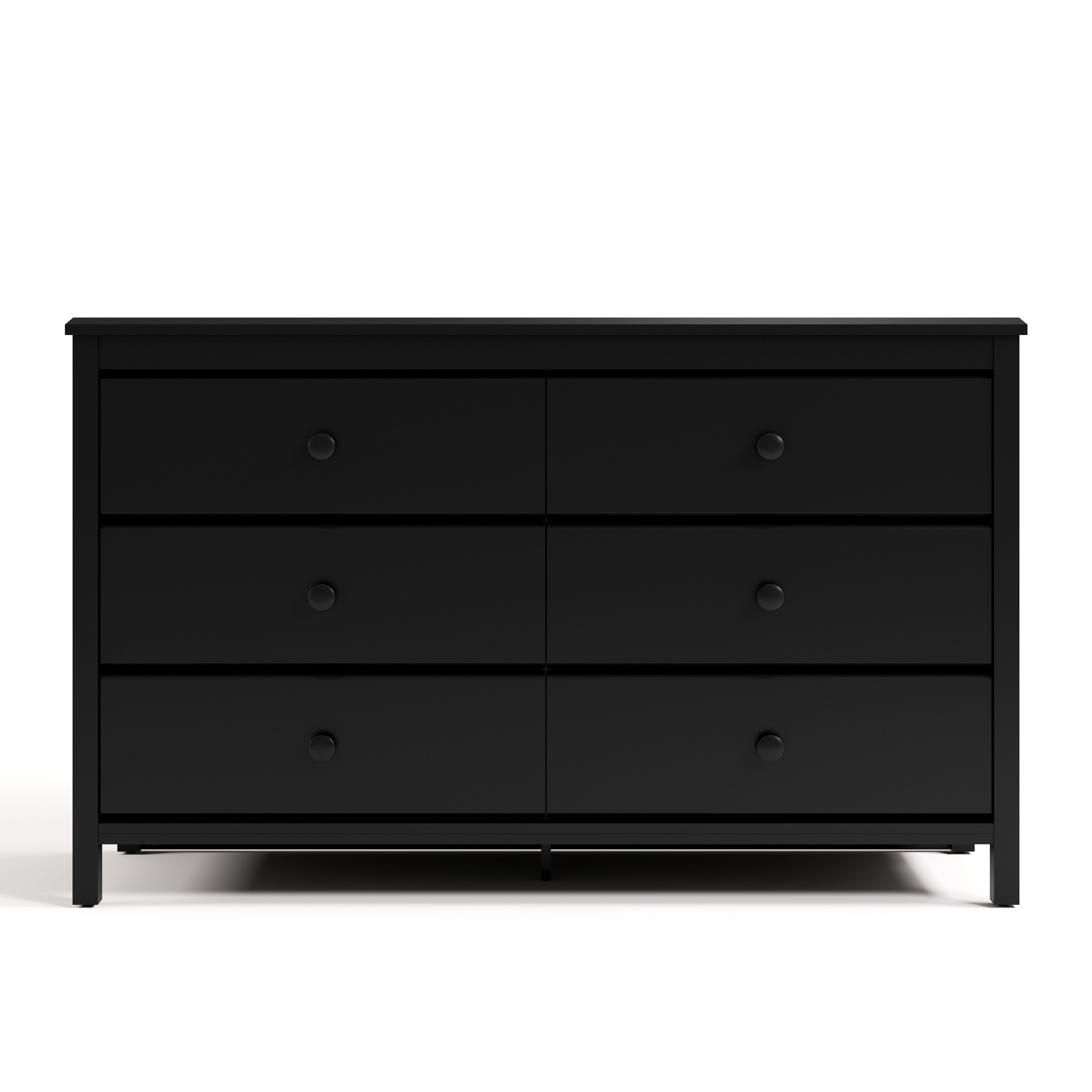 Alpine black 6 drawer dresser front view