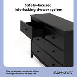 alpine black 6 drawer dresser interlocking drawer callout