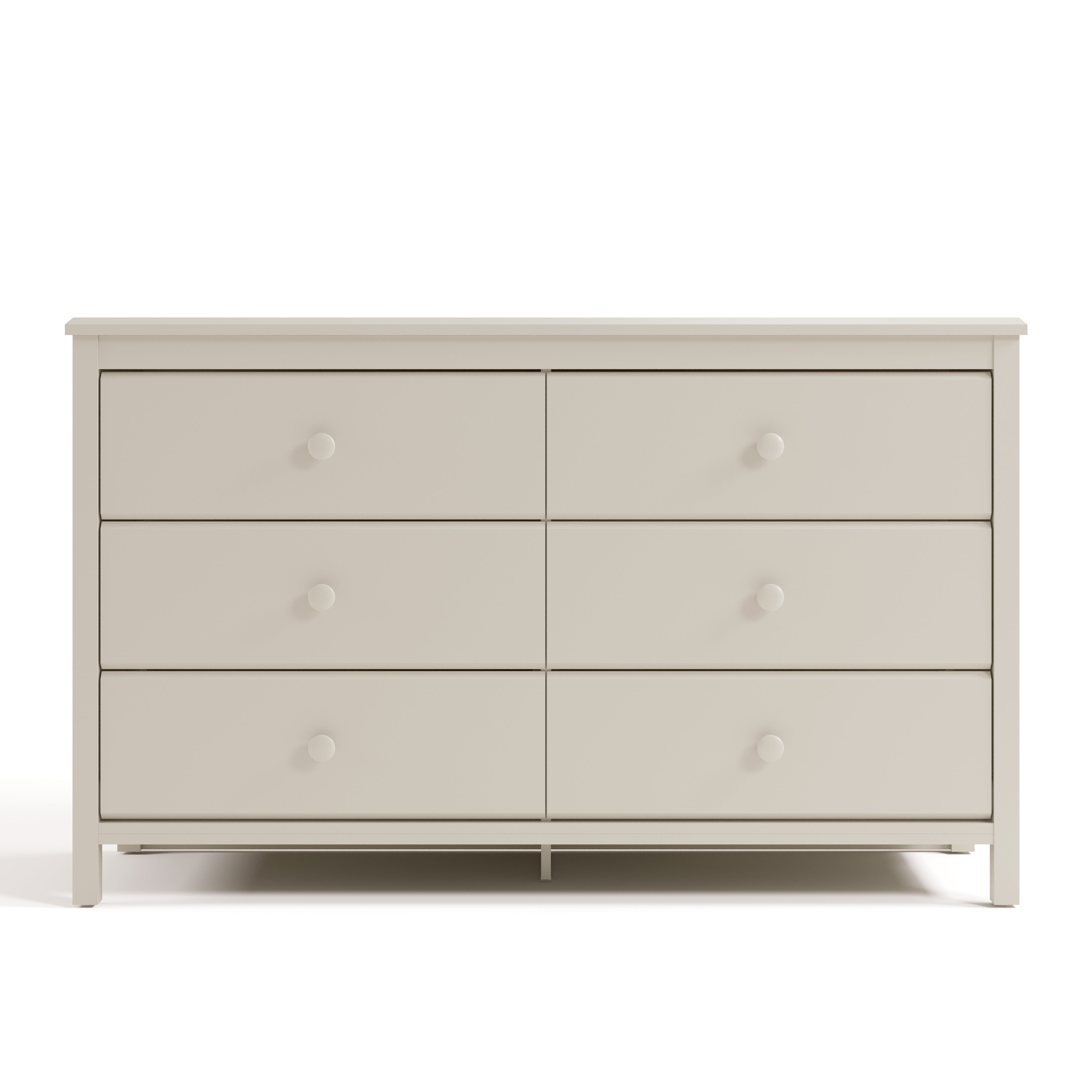 Alpine frosted oat 6 drawer dresser front view