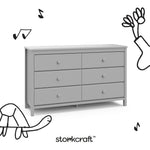 alpine pebble gray 6 drawer dresser with black doodles overlaid on image