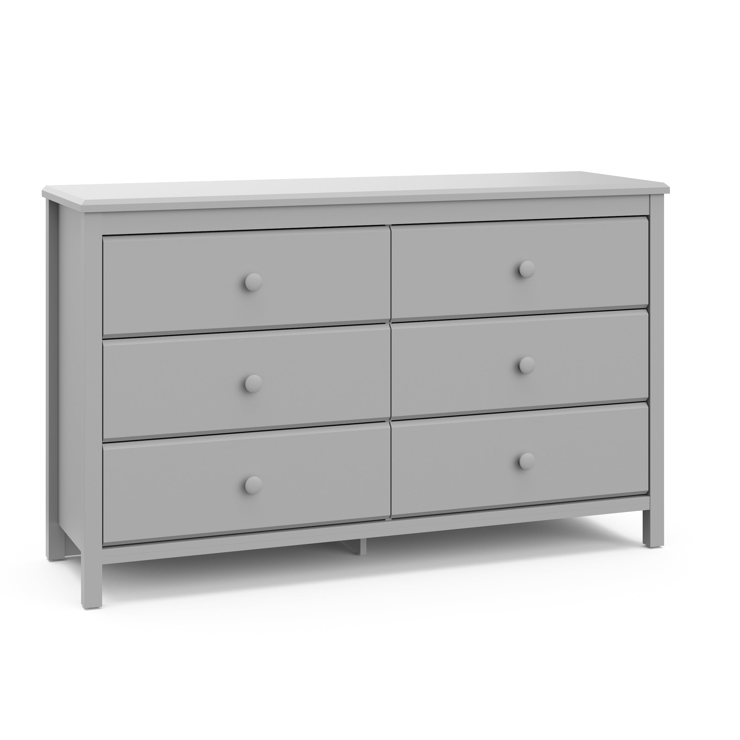 Alpine pebble gray 6 drawer dresser angle view