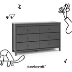 alpine gray 6 drawer dresser with black doodles overlaid on image