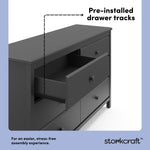 alpine gray 6 drawer dresser pre-installed drawer tracks callout