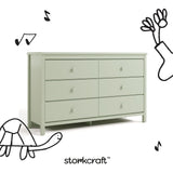 alpine sage 6 drawer dresser with black doodles overlaid on image