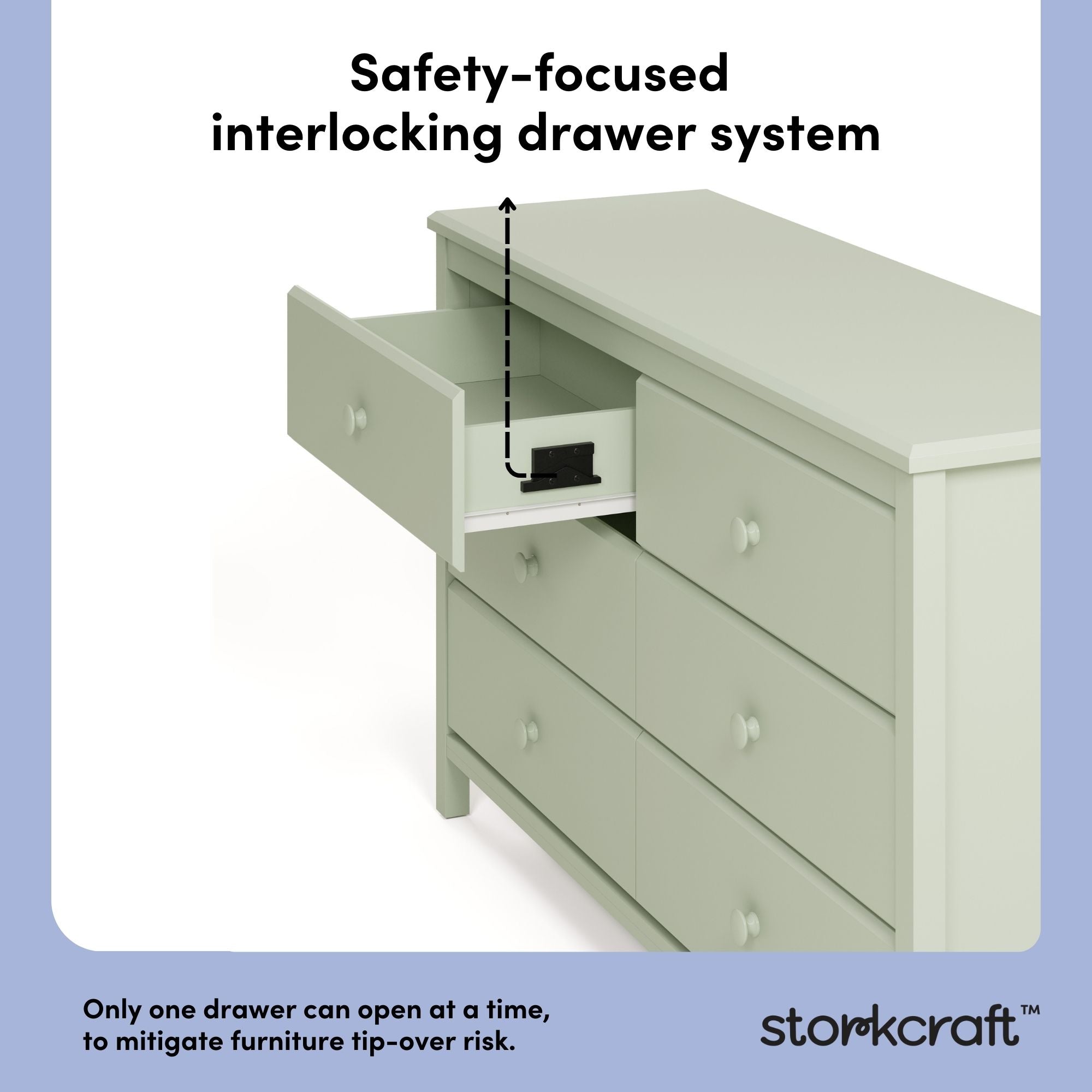 alpine sage 6 drawer dresser interlocking drawer callout