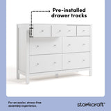 Horizon white 6 drawer dresser pre-installed drawer tracks callout