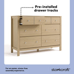 Horizon driftwood 6 drawer dresser pre-installed drawer tracks callout