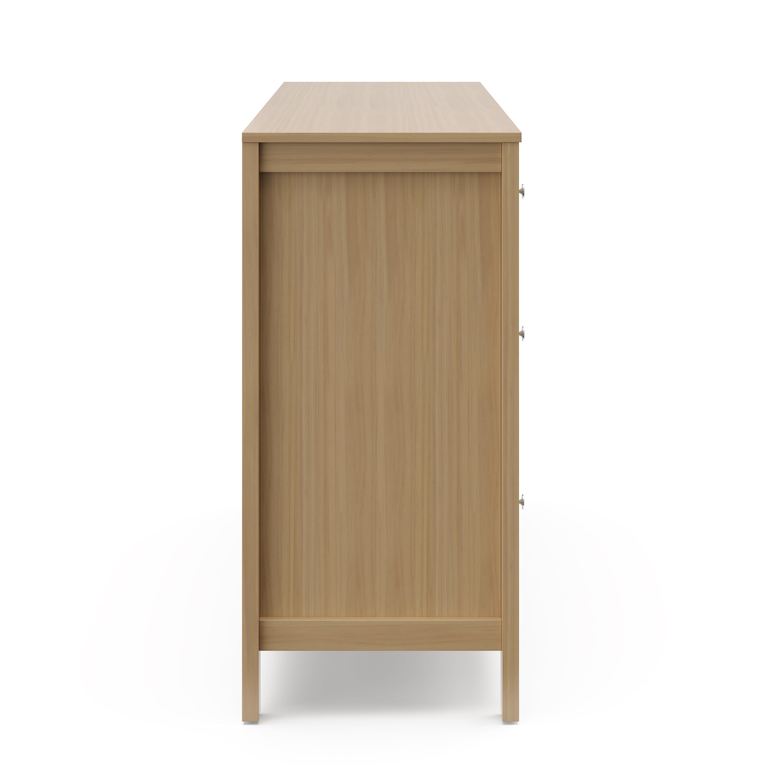 side view of driftwood 6 drawer dresser