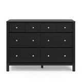 Front view of black 6 drawer dresser