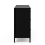 side view of black 6 drawer dresser