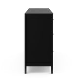 side view of black 6 drawer dresser