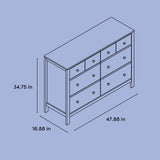 Horizon 6 drawer dresser drawing with dimensions