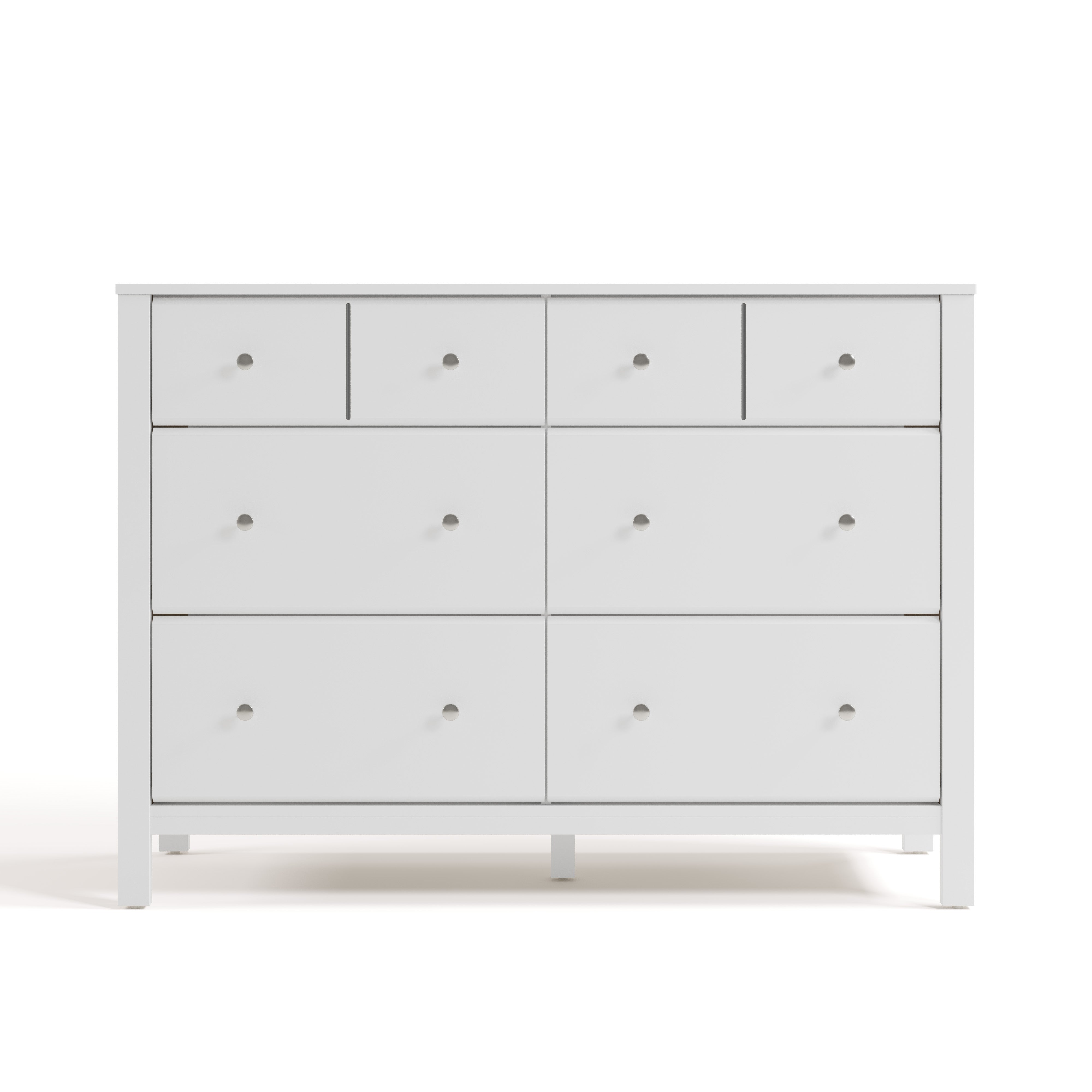 Horizon white with driftwood 6 drawer dresser front view