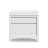 Front view of white 3 drawer chest