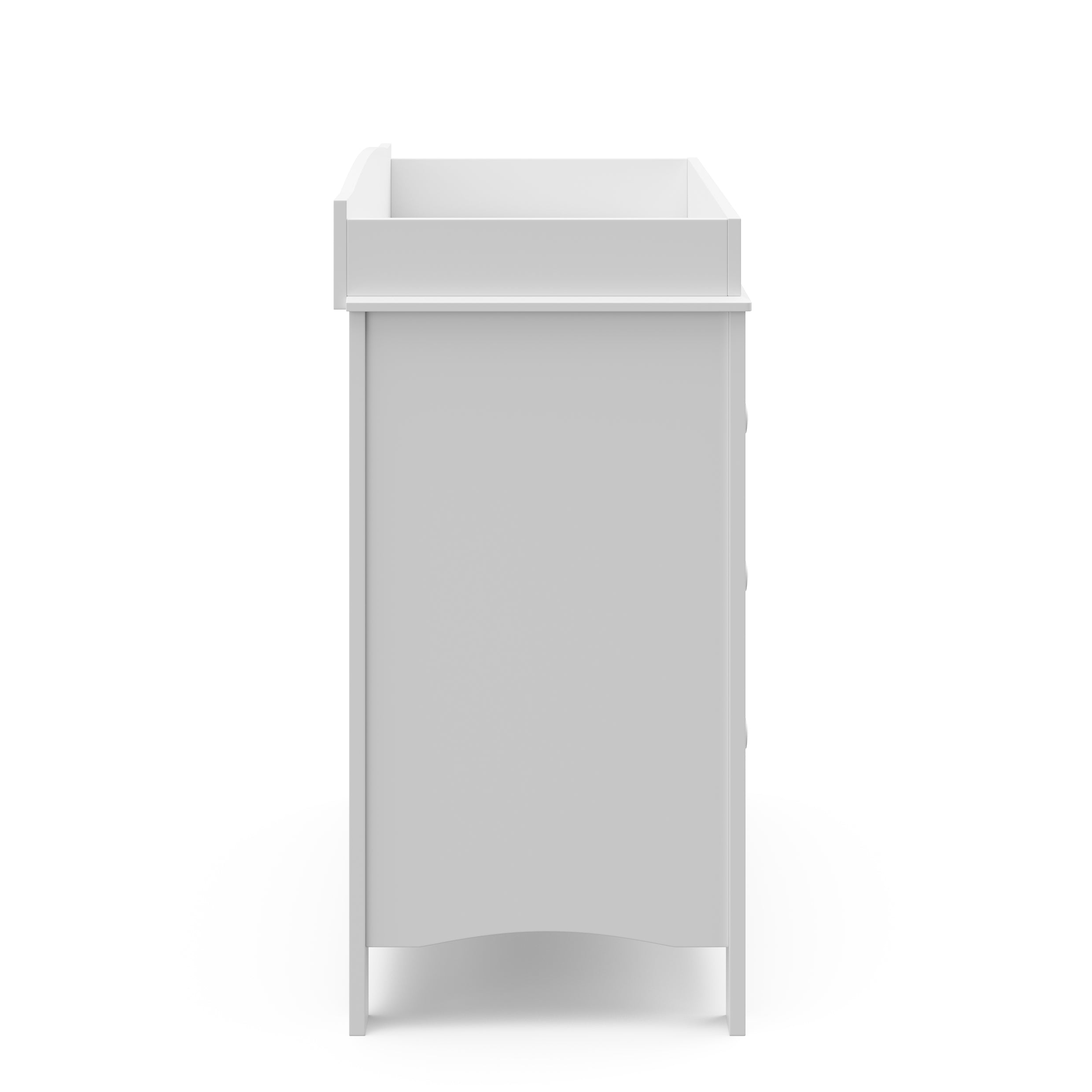 Side view of White 3 drawer chest