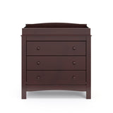 Front view of espresso 3 drawer chest