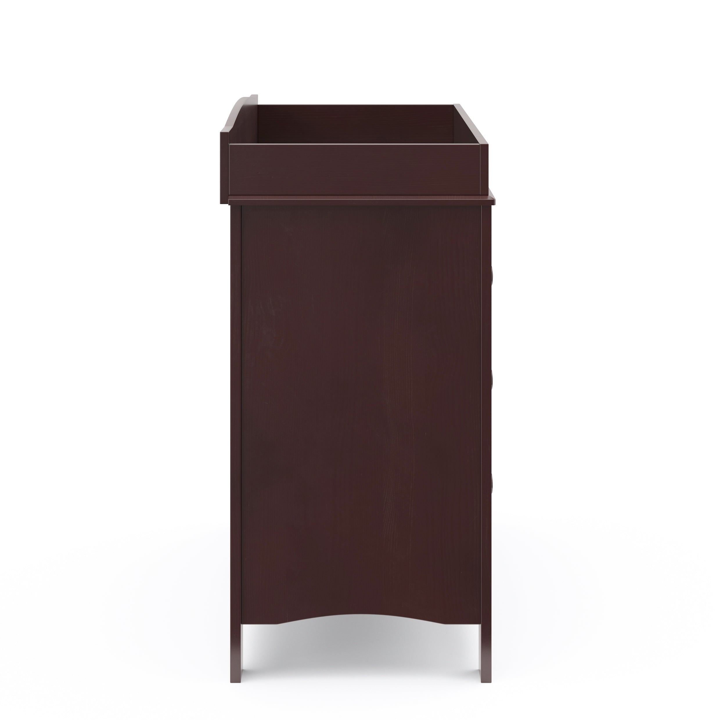 Side view of espresso 3 drawer chest