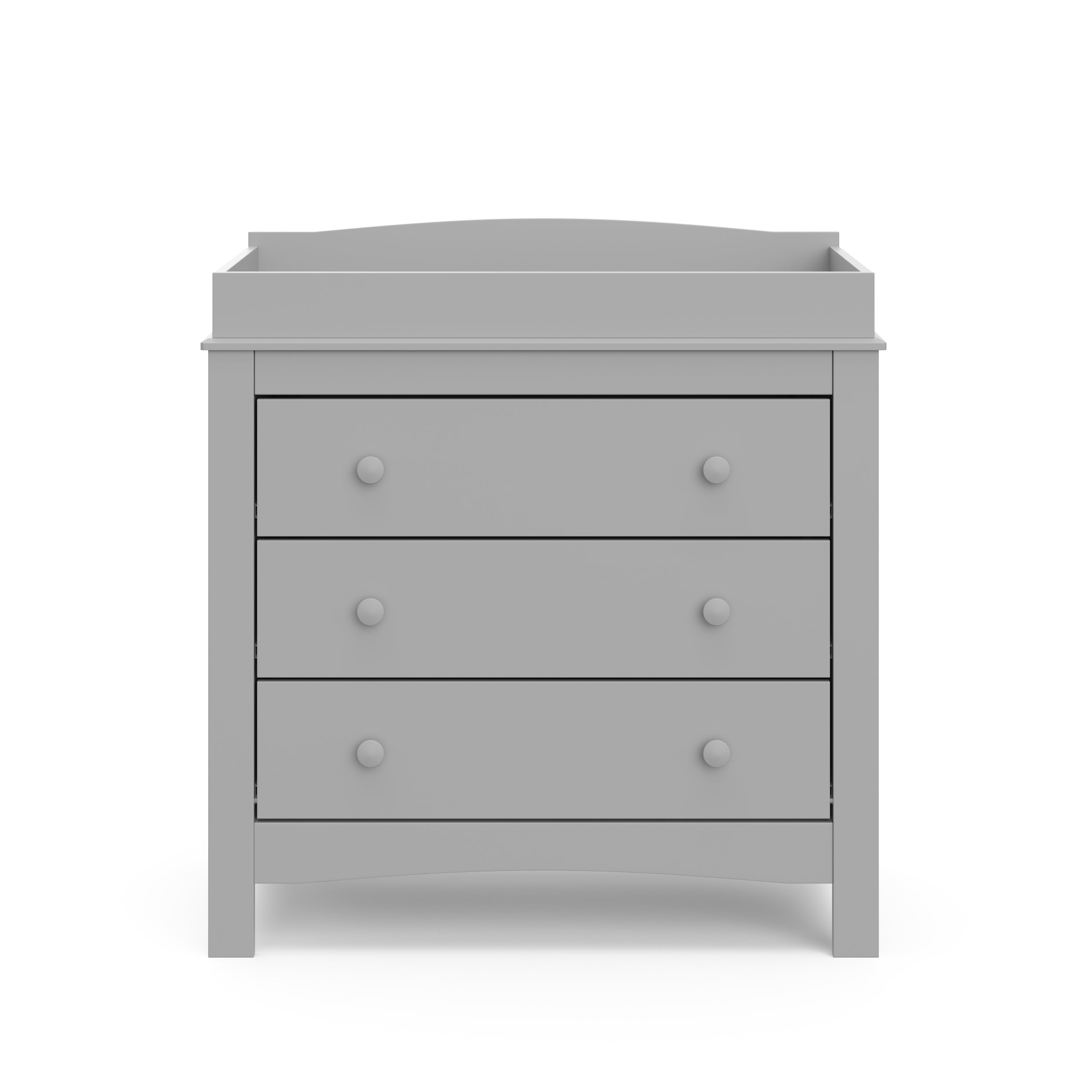 Front view of Pebble gray 3 drawer chest