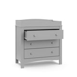 Pebble gray 3 drawer chest with open drawer