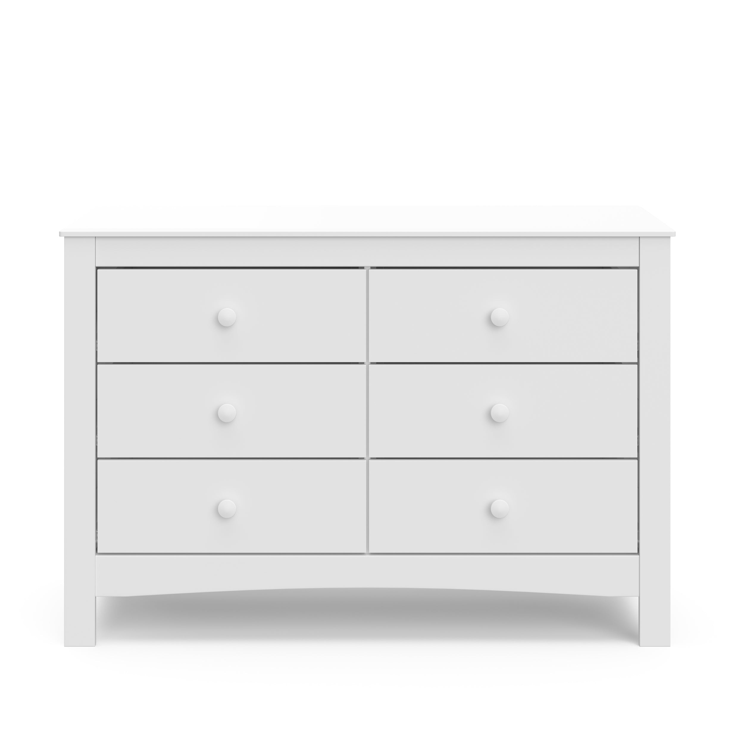 Front view of white 6 drawer dresser