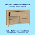 Noah driftwood 6 drawer dresser pre-installed drawer tracks callout