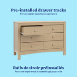 Noah driftwood 6 drawer dresser pre-installed drawer tracks callout