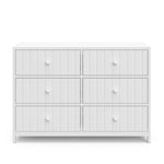 Teddi white 6 drawer dresser with white knobs front view