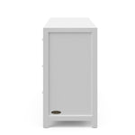 Teddi white 6 drawer dresser with white knobs side view