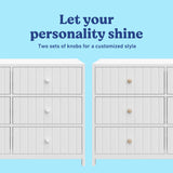 Teddi white 6 drawer dresser drawer knobs callout