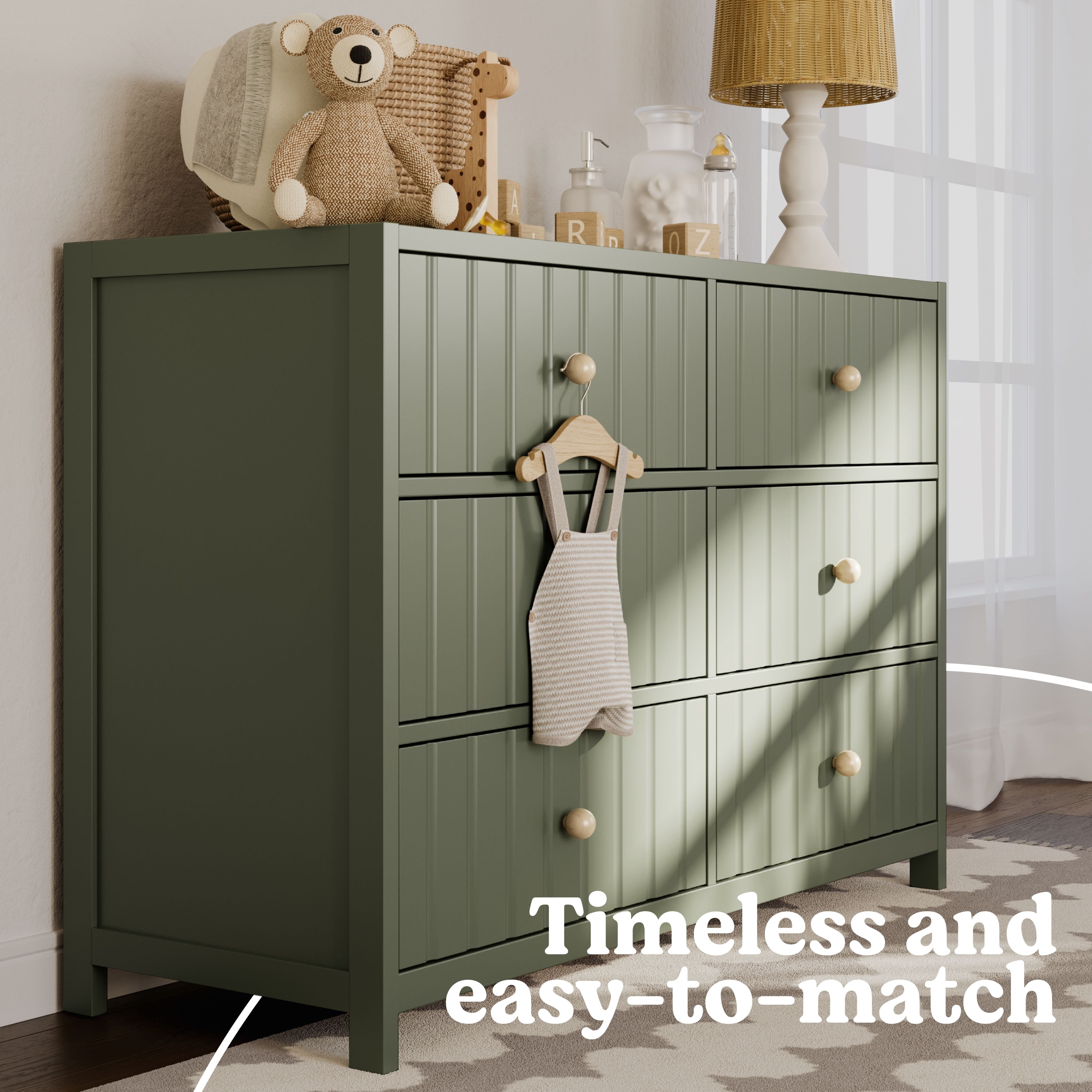 Teddi olive 6 drawer dresser style callout