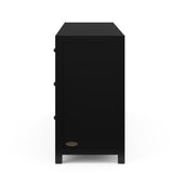Teddi black 6 drawer dresser with white knobs side view