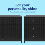 Teddi black 6 drawer dresser drawer knobs callout