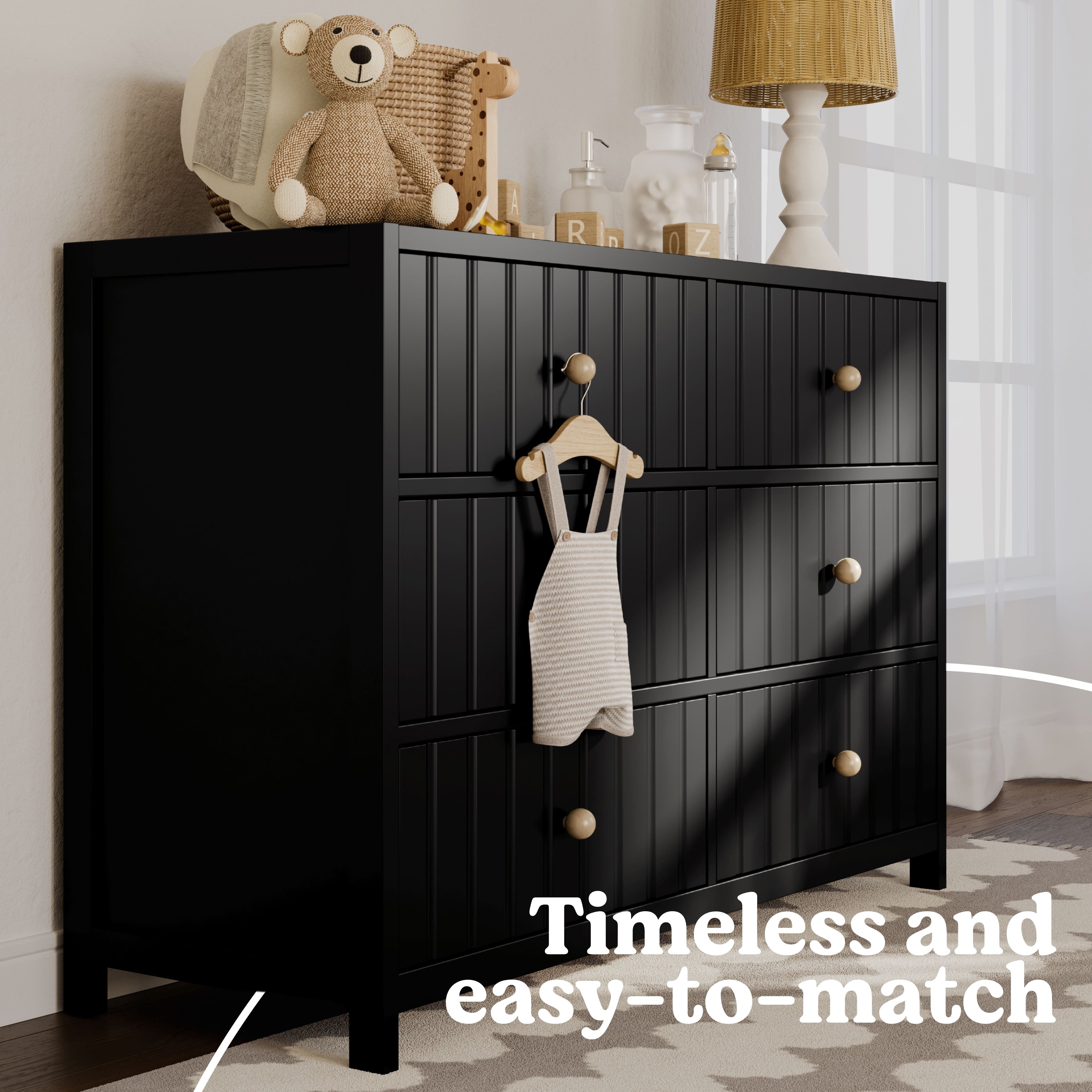 Teddi black 6 drawer dresser style callout